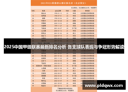 2025中国甲级联赛最新排名分析 各支球队表现与争冠形势解读